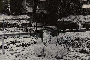 古田小学校前通りの雪