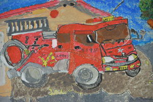 消防車の絵画