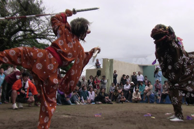 古田の獅子舞いの原点である大分県津久見市上青江の平岩地区に伝承する平岩獅子舞